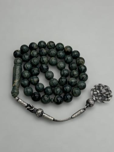 سبحة بكلايت | عشبي مموج مع طرابزونة فضة