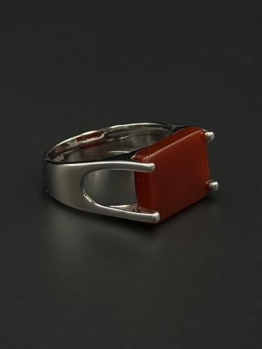 بن | خاتم ملكي مربع فضة عيار 925 - بني