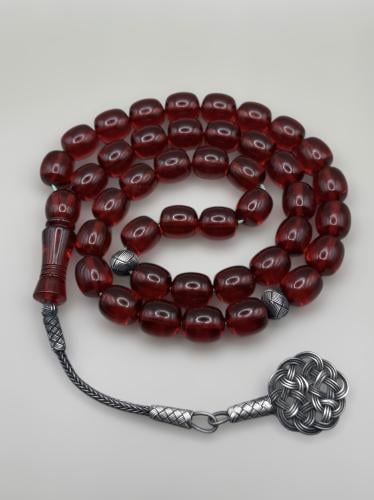 سبحة زعفرانية | رماني شفاف برميلي مع فواصل وطرابزو...