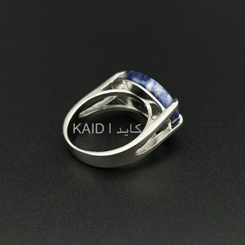 موج | خاتم ملكي مقبض فضه عيار 925 - أزرق معرق