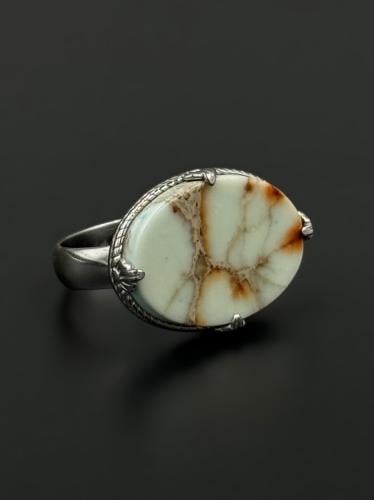 فيروز | خاتم ملكي تاج فضة عيار 925 - فيروزي معتق