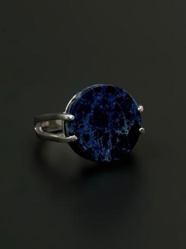 محيط | خاتم ملكي مقبض دائري فضة عيار 925 - كحلي مع...