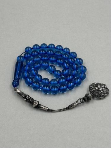 سبحة بكلايت | أزرق شفاف مع طرابزونة فضة