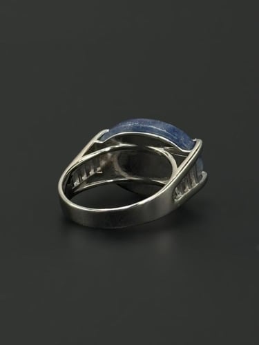 ريزن | خاتم ملكي مقبض مدرج فضة عيار 925 - سماوي مم...