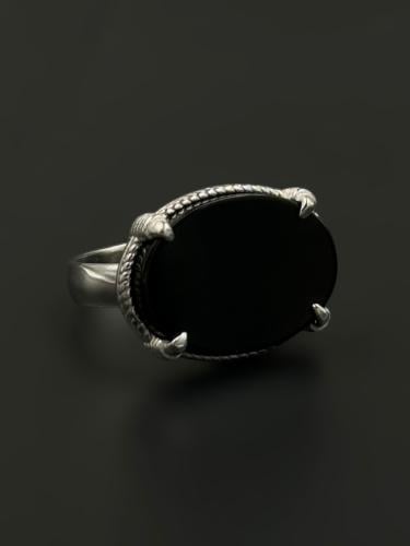 قاتم | خاتم ملكي فضة عيار 925 - أسود