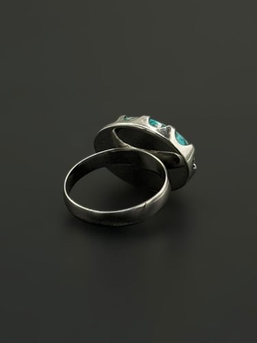 سماء | خاتم ملكي شنكار بيضاوي فضة عيار 925 - سماوي...