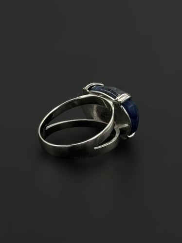 موج | خاتم ملكي مخالب بارز فضة عيار 925 - أزرق ممو...