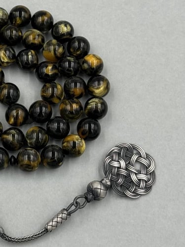 سبحة بكلايت | داكن مموج مع طرابزونة فضة