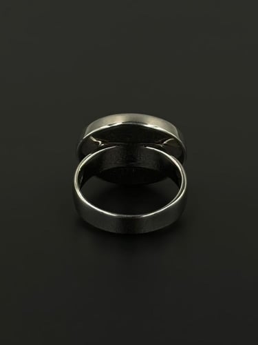 قاتم | خاتم ملكي سيفين ونخلة فضة عيار 925 - أسود