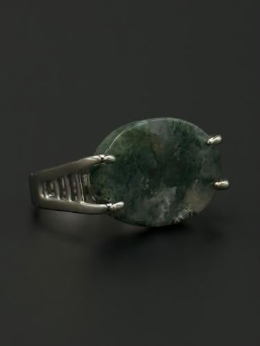 ريزن | خاتم ملكي مقبض مدرج فضة عيار 925 - عشبي ممو...