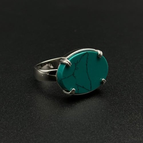 فيروز | خاتم ملكي شنكار فضه عيار 925 - فيروزي