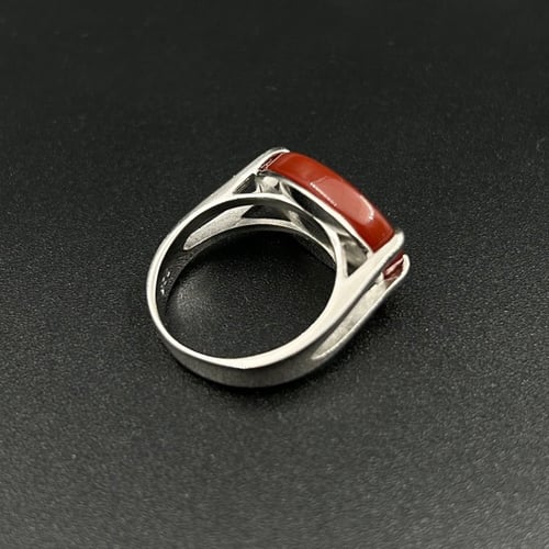 بن | خاتم ملكي مقبض فضه عيار 925 - بني ساده