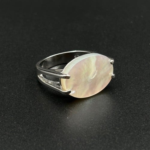 صدف | خاتم ملكي مقبض فضه عيار 925 - صدفي