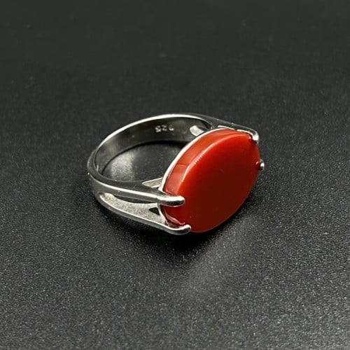 بن | خاتم ملكي مقبض فضه عيار 925 - بني ساده