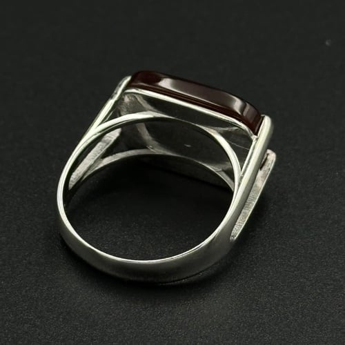 بن | خاتم ملكي مربع فضه عيار 925 - بني