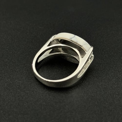 كلكتا | خاتم ملكي مقبض فضه عيار 925 - أبيض معرق