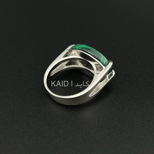 جرانيت | خاتم ملكي مقبض فضه عيار 925 - أخضر معرق