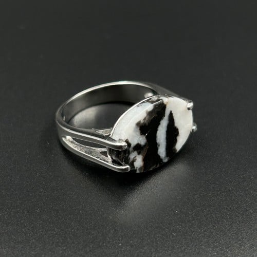 مرج | خاتم ملكي مقبض فضه عيار 925 - أسود مع أبيض