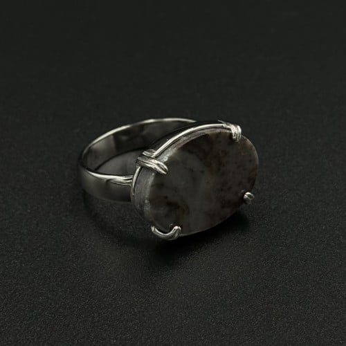 ماربل | خاتم ملكي شنكار فضة عيار 925 - رصاصي مموج