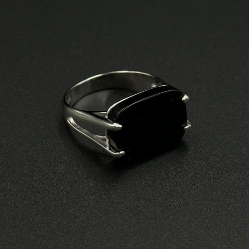 قاتم | خاتم ملكي مربع فضه عيار 925 - أسود