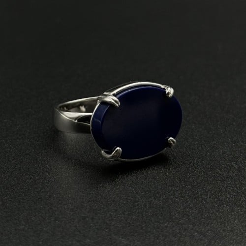 كوبالت | خاتم ملكي شنكار فضه عيار 925 - كحلي