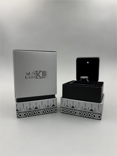 قاتم | خاتم ملكي تاج دائري فضة عيار 925 - أسود