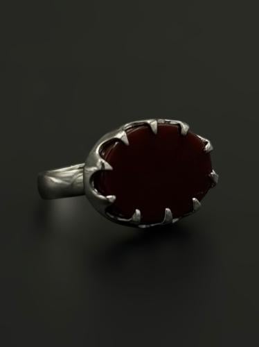 بن | خاتم ملكي شنكار بيضاوي فضة عيار 925 - بني