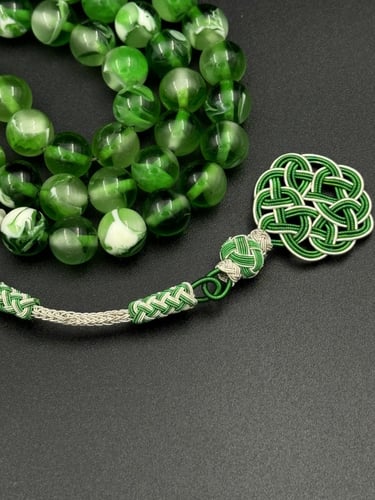 سبحة بكلايت | أخضر مموج مع طرابزونة نحاس