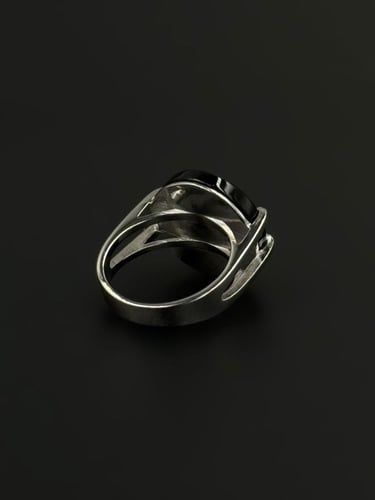 ماركينا | خاتم ملكي مقبض دائري فضة عيار 925 - أسود...