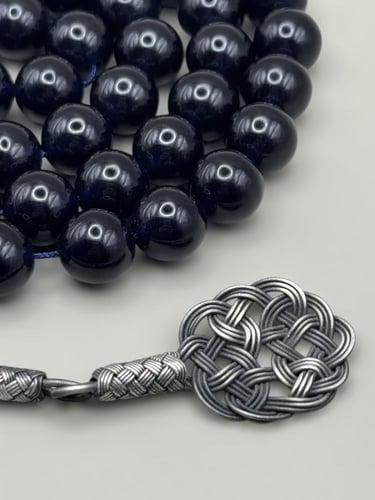 سبحة بكلايت | كحلي كامل مع طرابزونة فضة