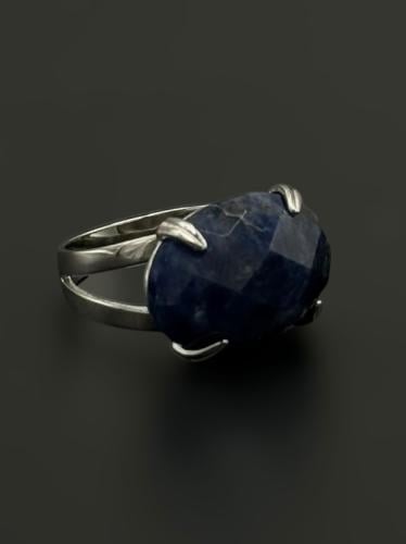 موج | خاتم ملكي مخالب بارز فضة عيار 925 - أزرق ممو...