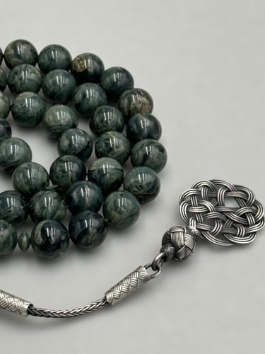 سبحة بكلايت | عشبي مموج مع طرابزونة فضة