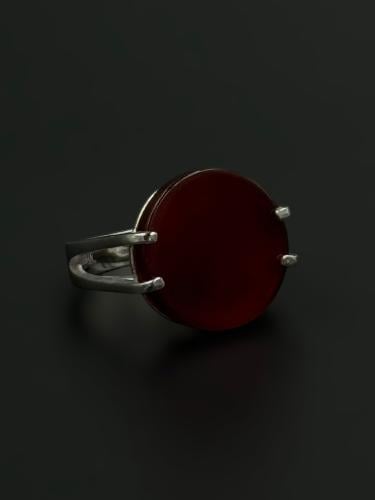 بن | خاتم ملكي مقبض دائري فضة عيار 925 - بني