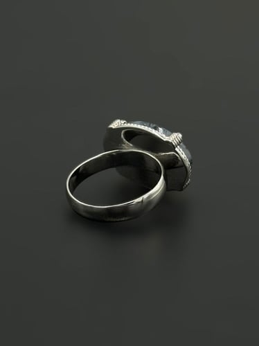 عقيق | خاتم ملكي فضة عيار 925 - شفاف مموج