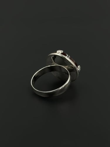 قاتم | خاتم ملكي تاج دائري فضة عيار 925 - أسود