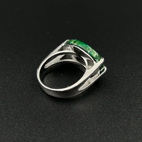 تل | خاتم ملكي مقبض فضه عيار 925 - أخضر معرق