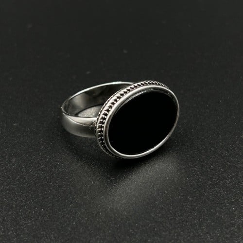 مقصب | خاتم ملكي فضه عيار 925 - أسود