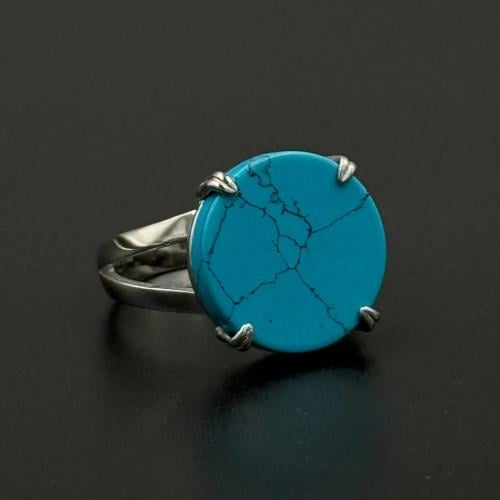 فيروز | خاتم ملكي دائري فضة عيار 925 - فيروزي