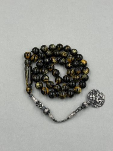 سبحة بكلايت | داكن مموج مع طرابزونة فضة