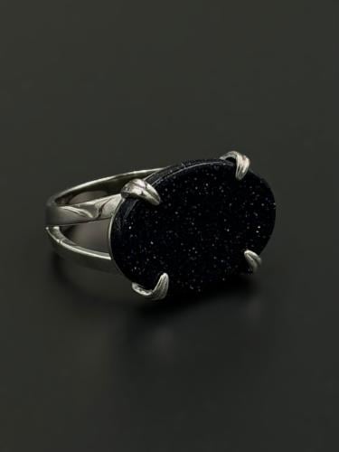 مجرة | خاتم ملكي مخالب فضة عيار 925 - كحلي منجم