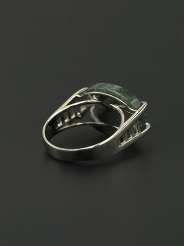 ريزن | خاتم ملكي مقبض مدرج فضة عيار 925 - عشبي ممو...