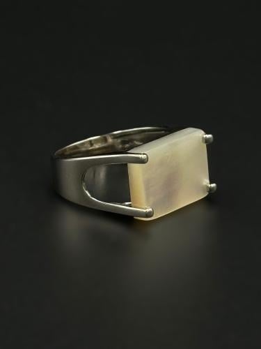 صدف | خاتم ملكي مربع فضة عيار 925 - صدفي