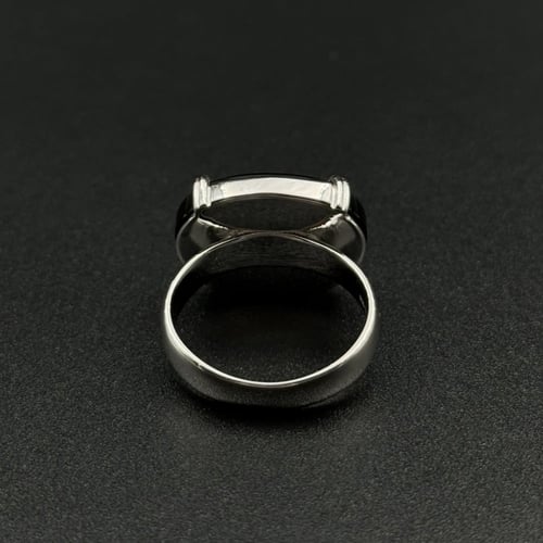 قاتم | خاتم ملكي شنكار فضه عيار 925 - أسود