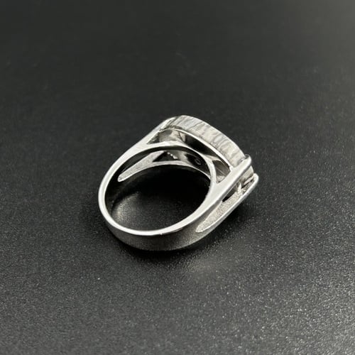 ماربل | خاتم ملكي مقبض فضه عيار 925 - رصاصي مموج