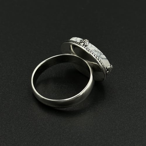 كلكتا | خاتم ملكي تاج فضه عيار 925 - أبيض معرق