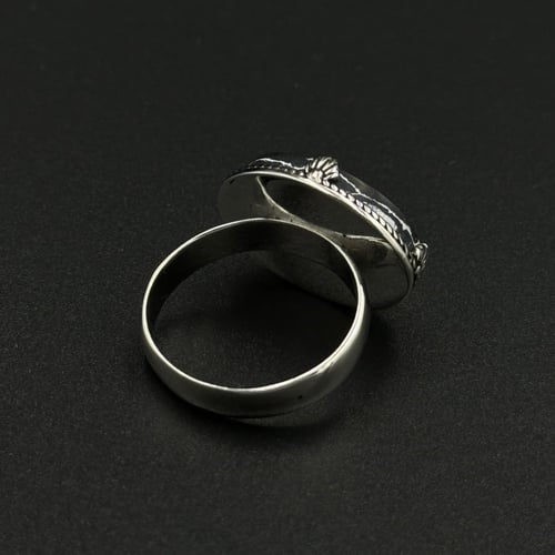 ماركينا | خاتم ملكي تاج فضه عيار 925 - أسود معرق