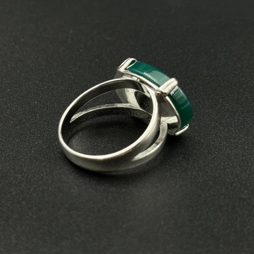 زمرد | خاتم ملكي مخالب فضه عيار 925 - أخضر