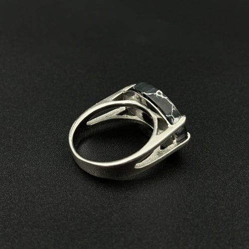 ماركينا | خاتم ملكي مقبض فضه عيار 925 - أسود معرق