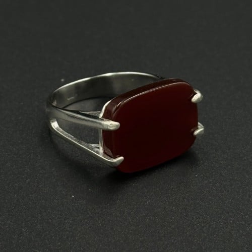 بن | خاتم ملكي مربع فضه عيار 925 - بني