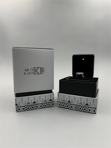 قاتم | خاتم ملكي بيضاوي سداسي فضة عيار 925 - أسود